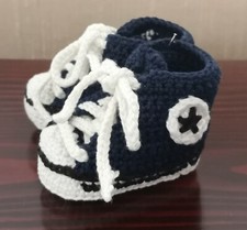 Scarpette Neonato/bimbo  uncinetto in cotone, da 0 a 3 mesi