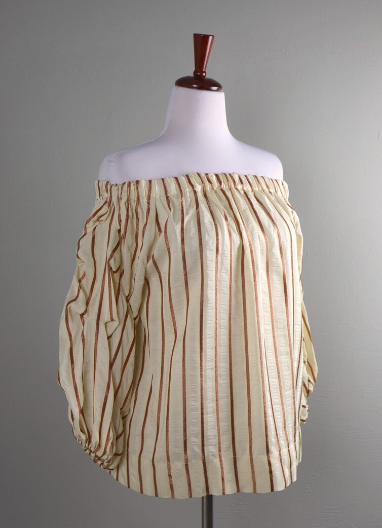 ALTRA Top blusa L'AUTRE CHOICE nuovo con etichette $358 a righe metallizzate Morbido spalle scoperte taglia 42