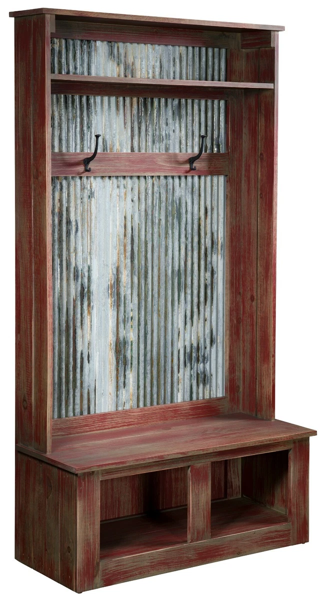 Amish Farmhouse Coat Rack Hall Bench Seat Mud Room Entryway Distressed Wood