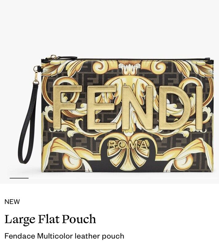New Versace X Fendi Fendace Collaboration Large Flat Pouch New Versace X Fendi Fendace Collaboration Large Flat Pouch