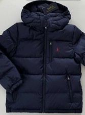NWT, Boys Ralph Lauren Navy Hooded Down Jacket. Size S 8 Approx 134/140