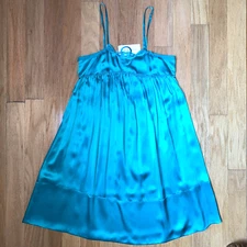 See by Chloe Dress Size 44 8 $375 Teal Green Silk Y2K Vintage Romantic Core New
