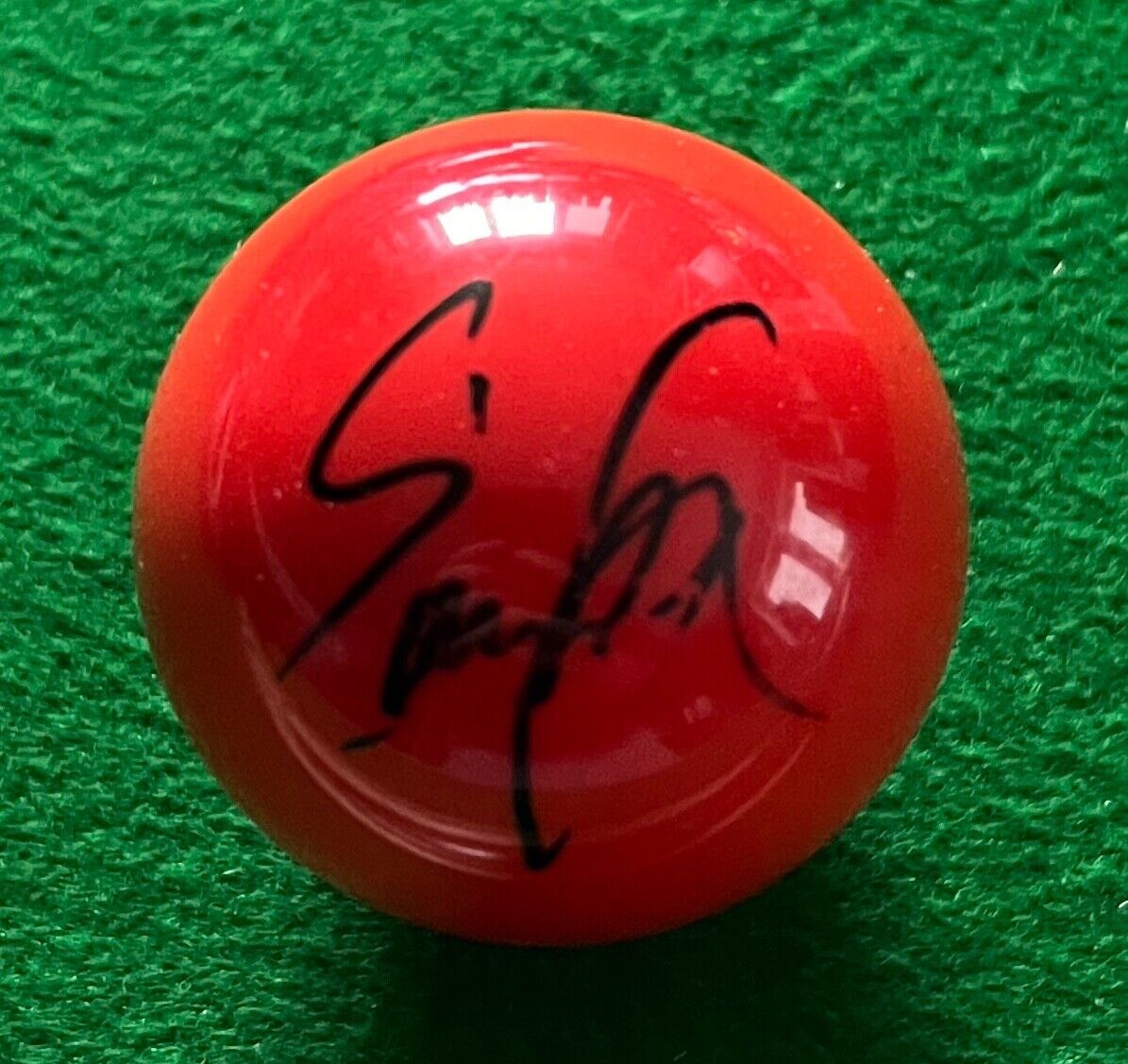 Autógrafo de bola de billar roja firmada a mano Sam Craigie 1