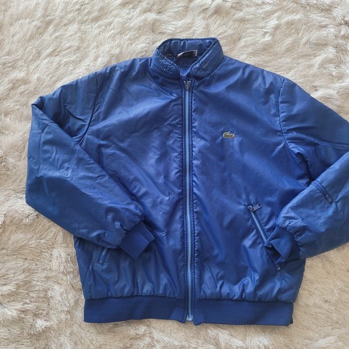 Vintage Izod x Lacoste Unisex Full Zip Nylon Windbreaker Hood Sz L Blue - Picture 2 of 12