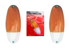 Porsche 914 front turn signal lense set dark amber/white European type, set of 2