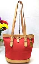 Dooney & Bourke Red Canvas Leather Trim Tote Shoulder Bag -VTG Made in USA