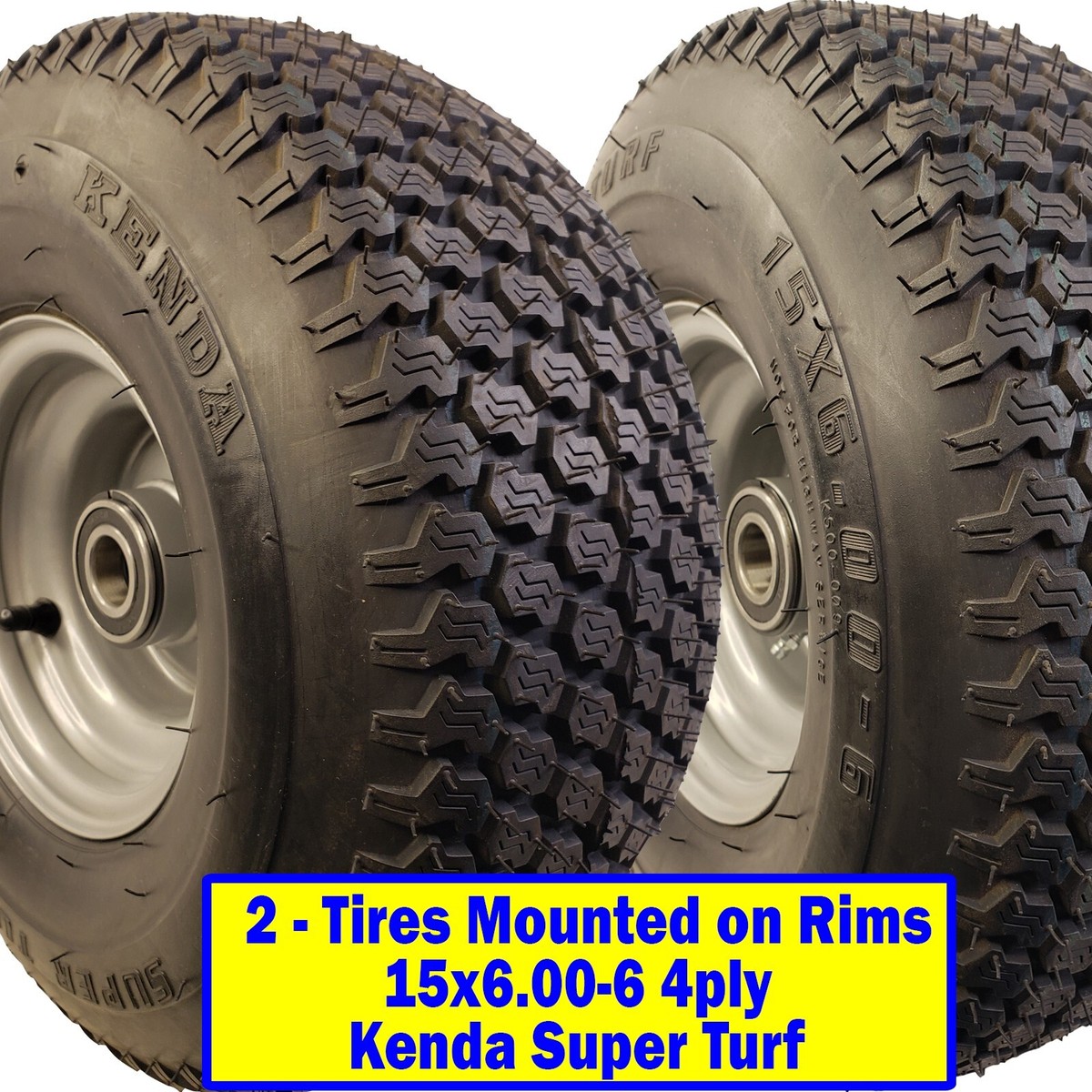 Set of 2) 15x6.00-6 Briggs & Stratton Tires & Wheels Assembly 4ply