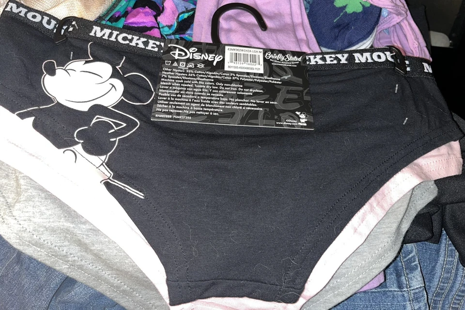 Pack de 3 ropa interior DISNEY MINNIE MOUSE hipsters rosa, negro y gris nuevo con etiquetas talla M Foto 2 de 4