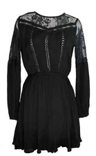 American Rag Dress Sz M Black Illusion Lace Gauze Semi-Sheer Whimsigoth Witchy