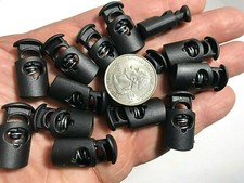 Black Plastic Cord Lock Stopper Toggle w/ Spring Drawstring Paracord 1 Hole CL9