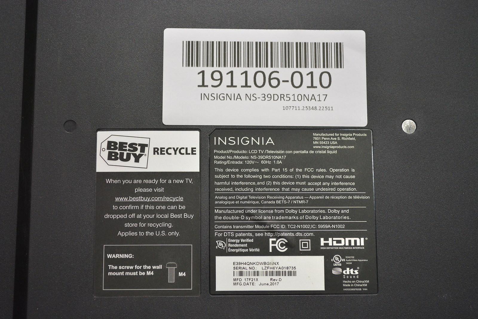 insignia ns 39dr510na17 lcd panel made in china