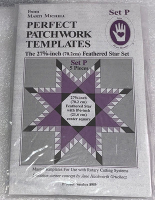 MARTI MiCHELL Perfect Patchwork Templates Set P 8959 5Pc 27 5/8  Feathered Star