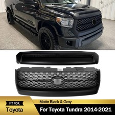 Fits 2014-2021 Toyota Tundra Matte Black Gray Front Grille Hood Bulge Molding