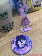 2PCS Set Chainsaw Man Reze Anime Acrylic Stand Figure Button Pin Brooch
