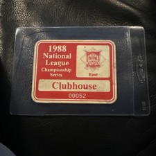 NLCS CHAMPIONSHIP CLUBHOUSE TICKET BADGE - 1988 - DODGERS vs  METS - GM 3 4 5