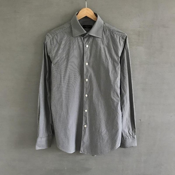 Men Corneliani Shirt Grey Cotton 38 / M / 46 #1VPT