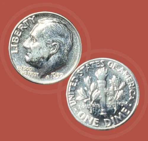 1957 P ROOSEVELT DIME 90% SILVER UNC Mint Set, As prestine as it gets.