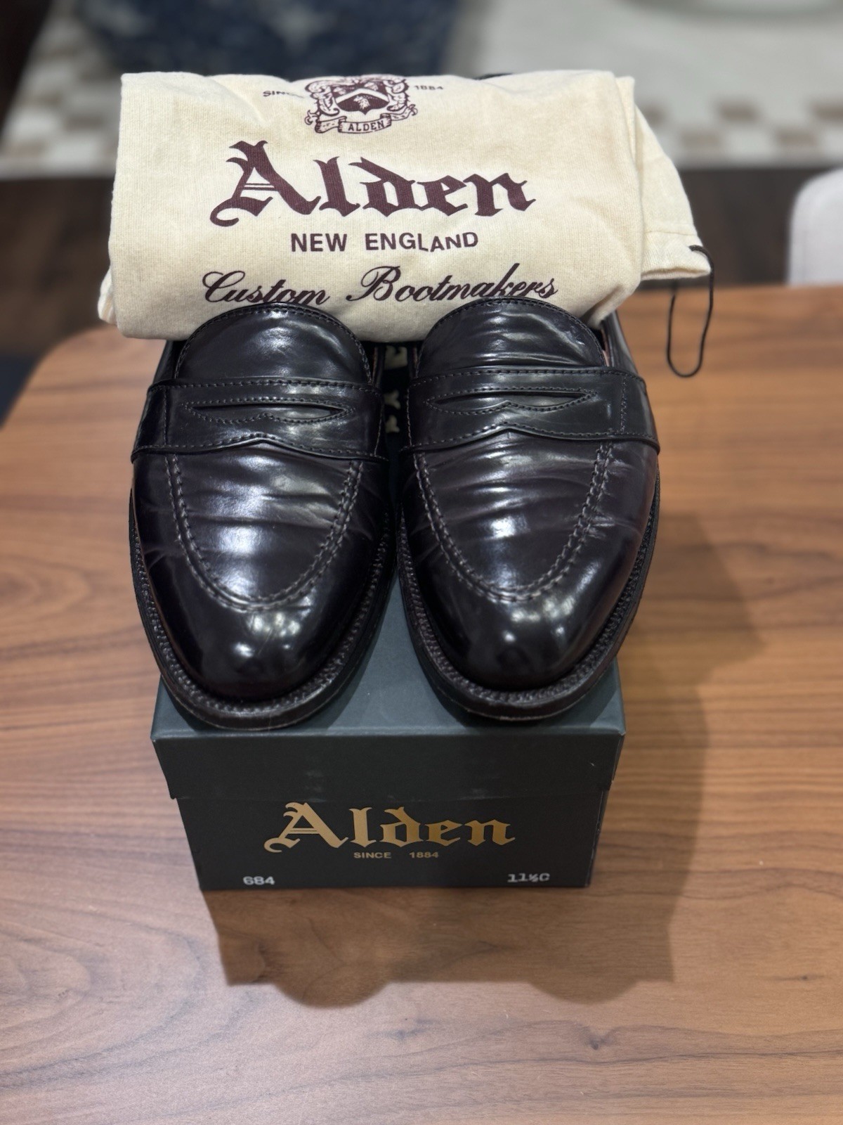 Alden 684 Color 8 Shell Cordovan Full Strap Loafer