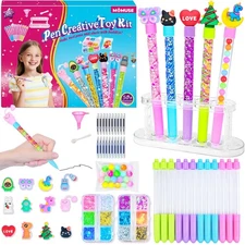 DIY Pen Making Kit - Create 12 Sparkly Pens with Sequins  Beads for Kids