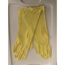 VTG Van Raalte Fauntex Long Gloves Embroidered Yellow Size 6.5