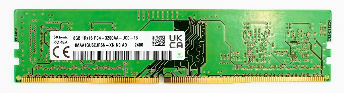 SK hynix製DDR4デスクトップPC用メモリHMAA1GU6CJR6N中古 SK hynix 8GB DDR4 3200 MHz 1Rx16 Desktop UDIMM RAM - HMAA1GU6CJR6N