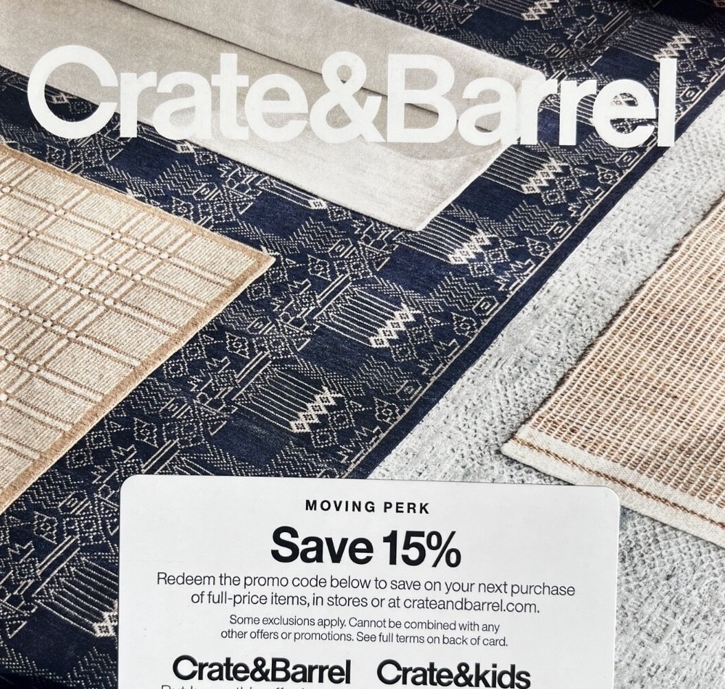 Crate & Barrel 15% Off Coupon Promo Code Expires Nov 30 2025 Full Priced Items