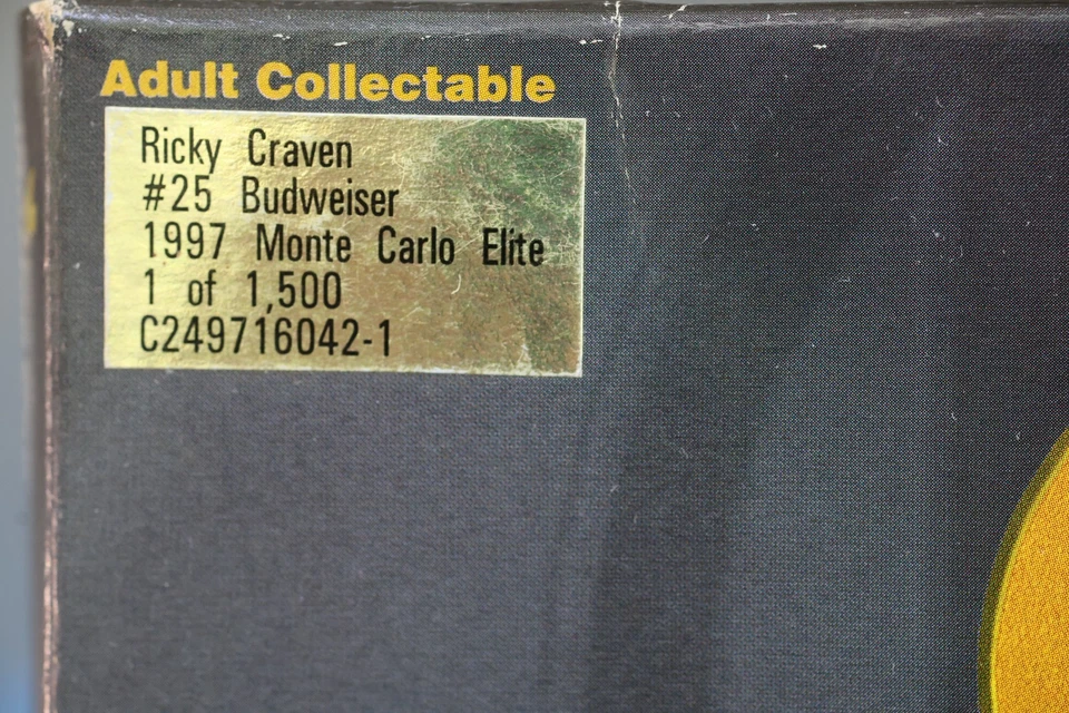 Ricky Craven Elite No25 Budweiser 1997 Monte Carlo 671/1500 RCCA 1:24 НОВЫЙ - Изображение 2 из 4