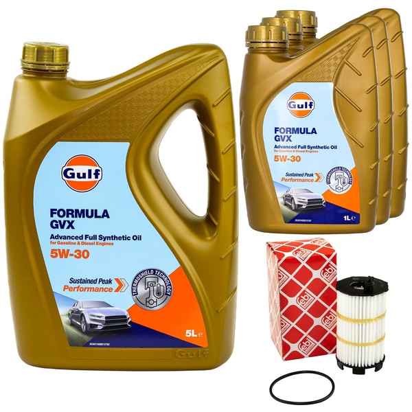 MotoröL Set Gulf Formula GVX 5W-30 8 Liter + ÖLfilter FüR Audi A8 4.2 Quattro-image