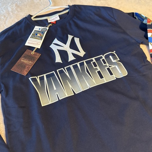 Camisa de manga larga Mitchell & Ness MLB mediana para hombre nueva con etiquetas - Imagen 2 de 5