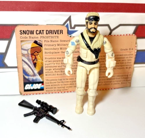 GI Joe Frostbite 1985 v1 *100% COMPLETE w/File Card, Near Mint! Vintage Lot ARAH