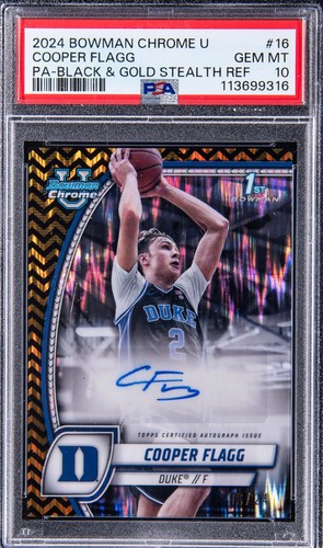Cooper Flagg [Gold Refractor Autograph] #16 2024 Bowman Chrome University card
