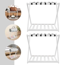 Luggage Rack 2 Pack White Folding Luggage Rack for Guest Room 35-40kg Load NEW