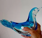 VTG RARE Murano Sommerso Seguso Dove  Brilliant Blue Art Glass Italy 10x5 OOAK