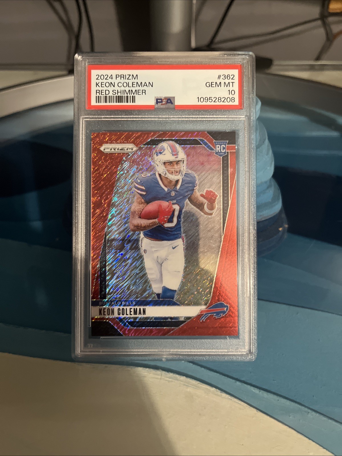 2024 Panini Prizm Rookies Keon Coleman #362 Red Shimmer Prizm /35 (RC) PSA 10