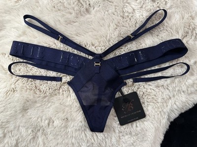 RARE  Honey Birdette  ELVIS   Navy Blue Thong Medium
