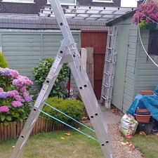 Aluminium Multi-Position Foldable Ladder 12 Steps 150kg 4m Reach Silver
