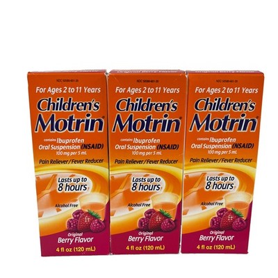 3x Children's Motrin Oral Suspension Original Berry Ibuprofen Fever Reducer 4 Oz
