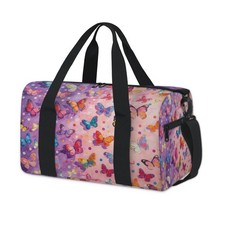 Kids Overnight Duffle Bags Boys Girls Colorful Butterflies Sports Gym Bag Sma...