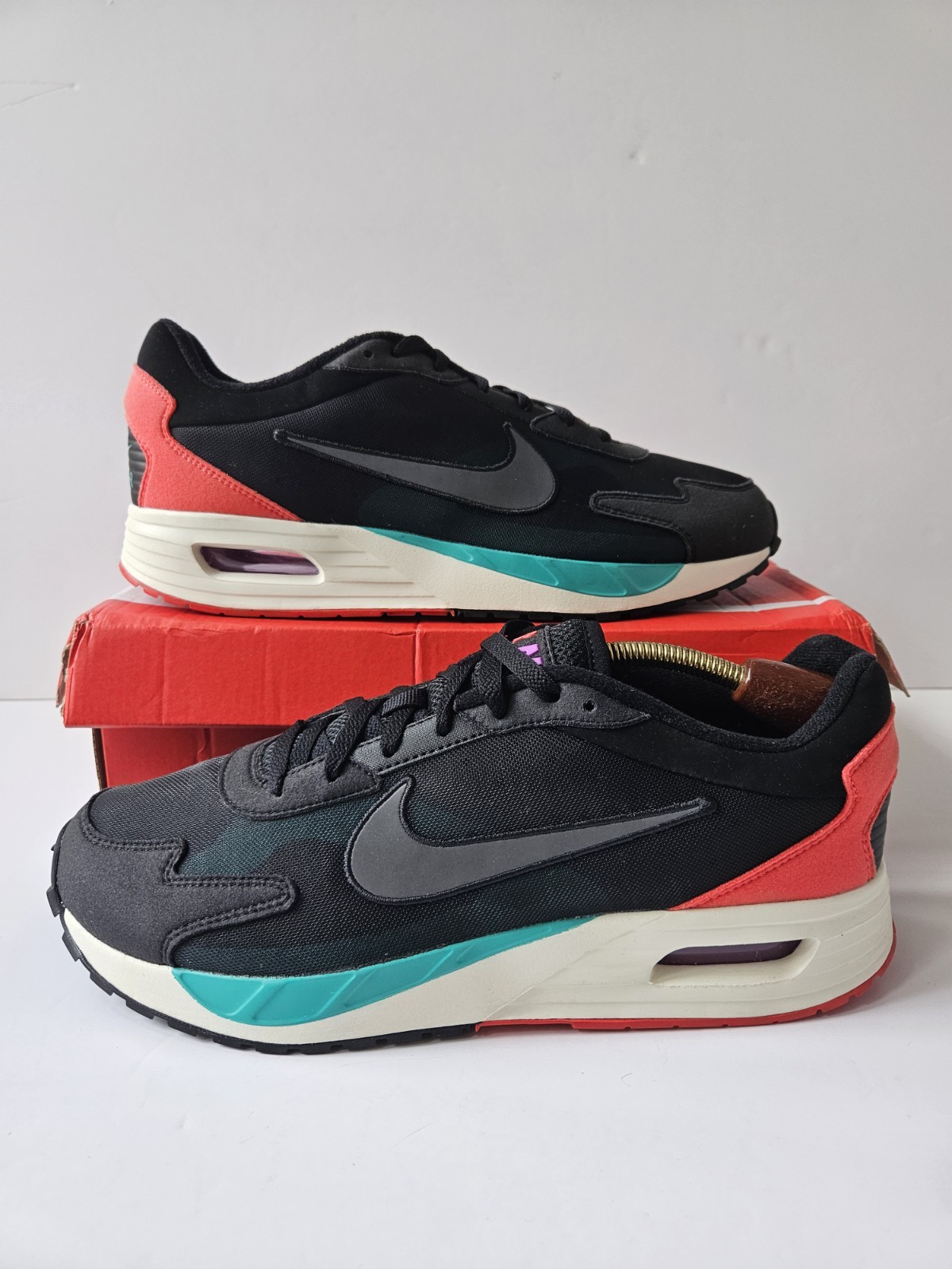 SAOLA Scarpe da ginnastica uomo Nike Air Max Solo nere rosse giada running taglia UK 11