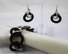 Vintage John Hardy Sterling Silver & Rosewood Large Link Bracelet & Earring Set
