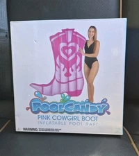 Pool Candy Pink Cowgirl Boot Inflatable Pool Raft 54" New