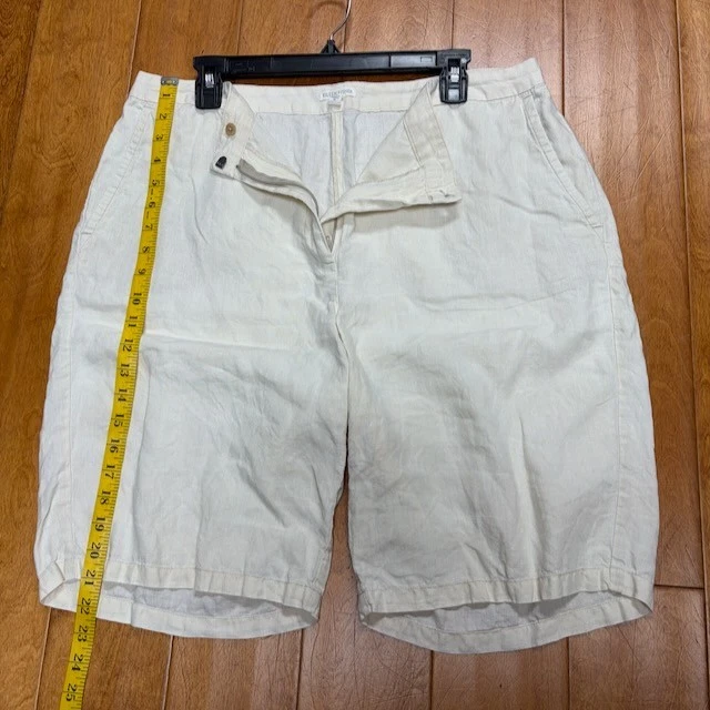 Pantalones Cortos Eileen Fisher Mujer Lino Orgánico Talla 14 Crema Informales Foto 3 de 4