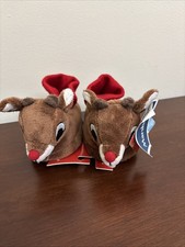 NEW Rudolph the Red Nosed Reindeer Size 5/6 Brown Toddler Slippers Christmas