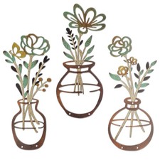 3 Pieces Metal Flowers Wall Decor - Rustic Farmhouse Wall Arts, Boho floral M...