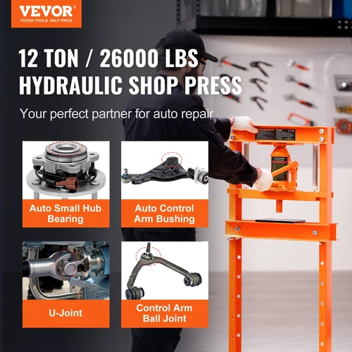 Hydraulic Shop Press, 12 Ton H-Frame Hydraulic Garage/Shop Floor Press, Workshop