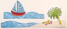 Tropical Island Ocean Sailboat Cardstock 2 Sets 4 Stickers K&Company