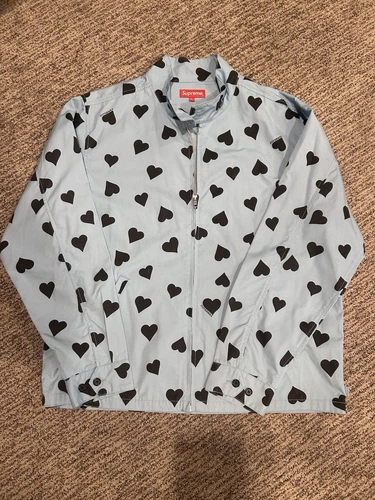 Veste Supreme Hearts Harrington bleu poudre taille XL NEUVE SANS ÉTIQUETTE 2017 rare logo boîte