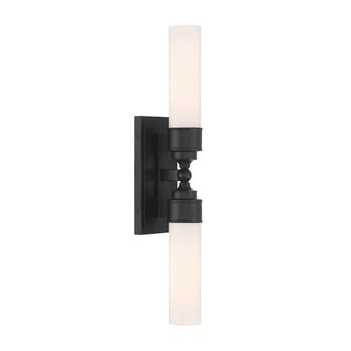 Crystorama Wilcox 2 Light Sconce, Matte Black/White - WLX-302-MK - Picture 1 of 1