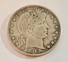 1913 D Barber Half Dollar ~ Uncertified ~ Extra Nice Coin ~ VFD ~ Nice Toning