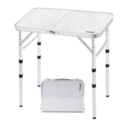 Yriuat Folding Camping Table 2ft Aluminum Adjustable Height Carry Handle